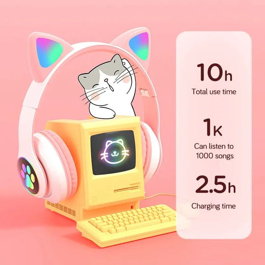 🎧 Wireless Cat Ear Headphones with Mic – Bluetooth, 50% OFF TODAY ONLY! 🐱✨
