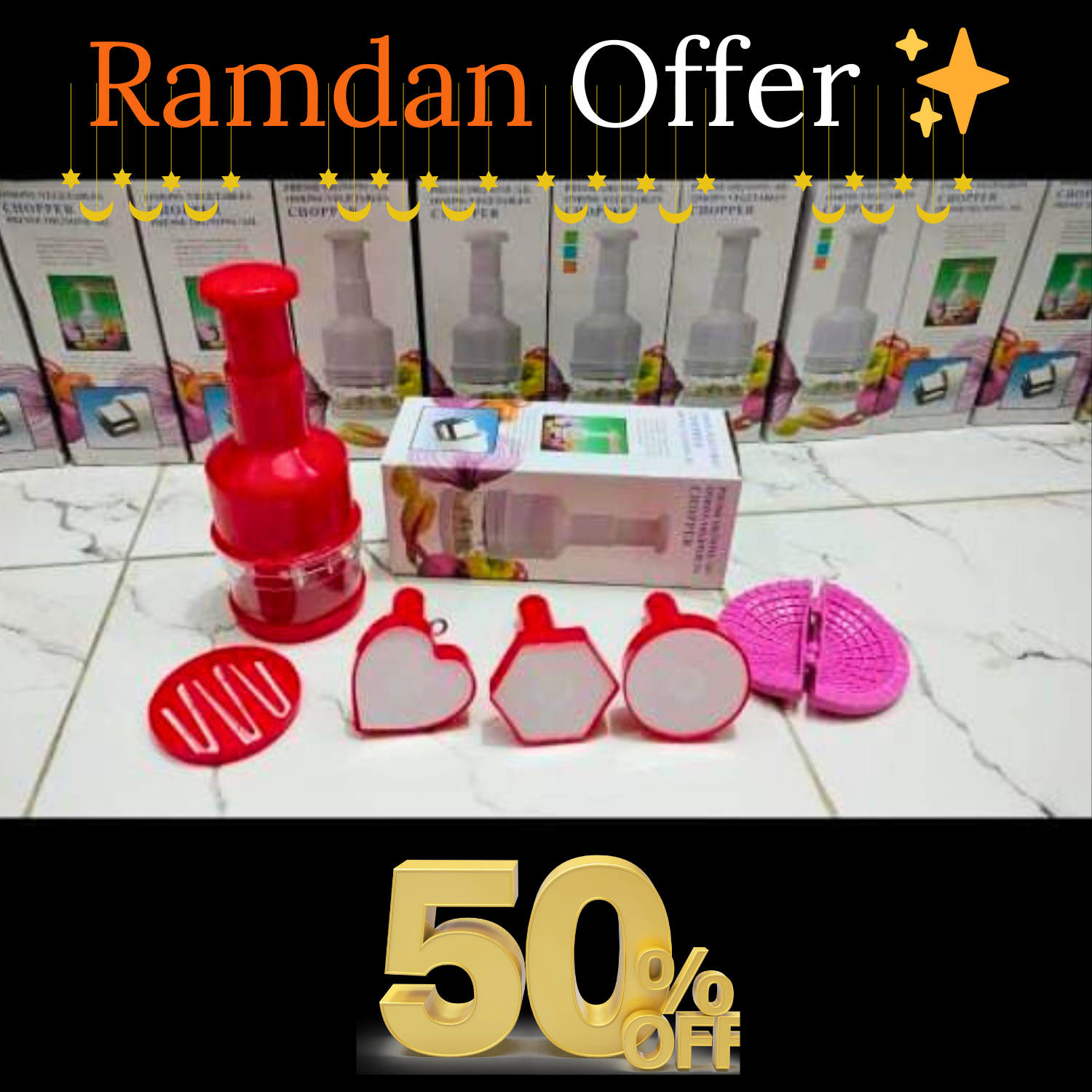 🔥 Pack of 3 Vegetable Chopper, Kabab Moulds & Samosa Maker | 😍 Flat 50% OFF 🤩