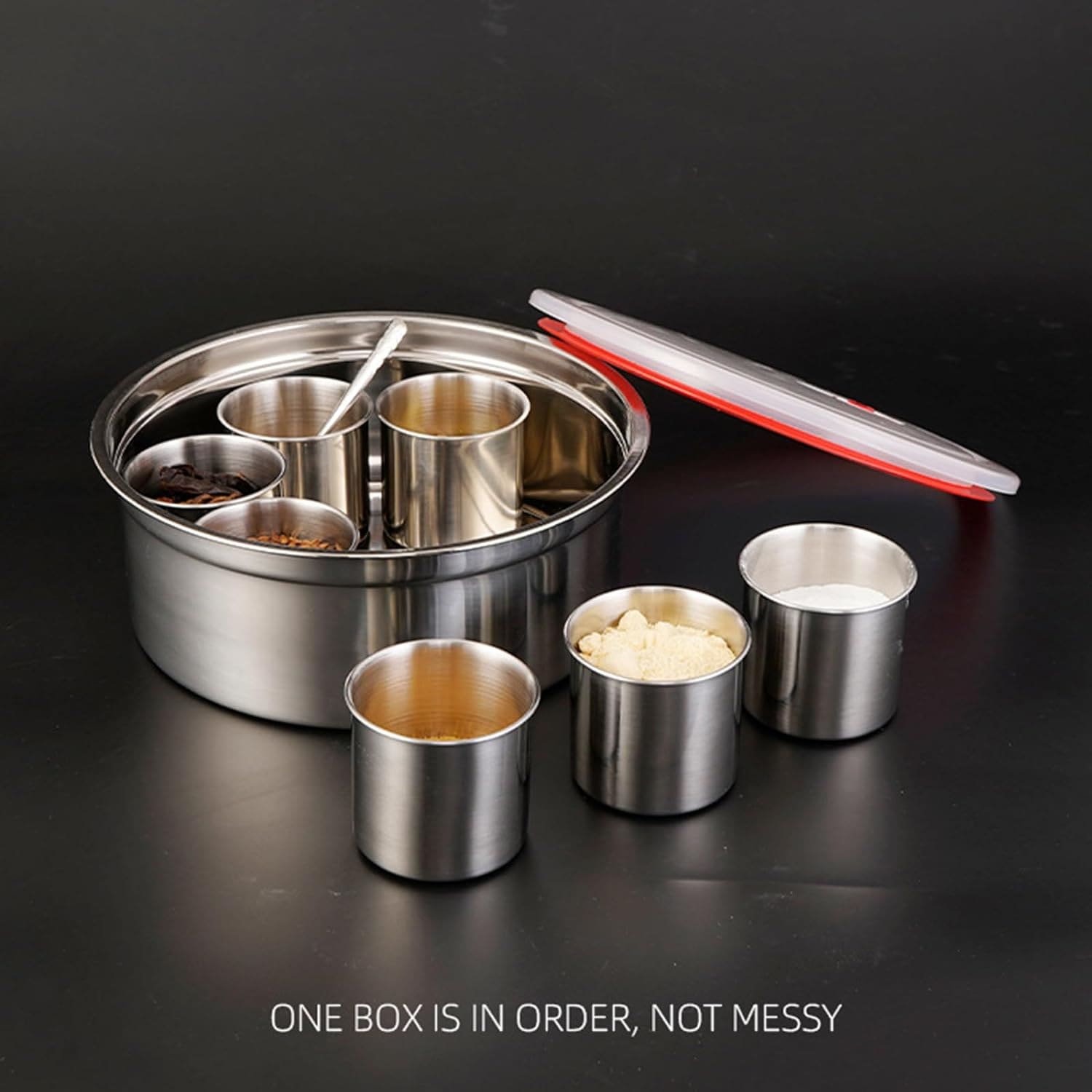 🔥 Indian 8-Grid Steel Spice Box - 2 Perfect Kitchen Storage! 🍽️"| Flat 40% OFF 🔥